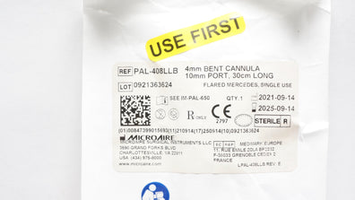 Microaire PAL-408LLB Bent Cannula 4mm, Port 10mm,Long 30cm Flared Mercedes (x)